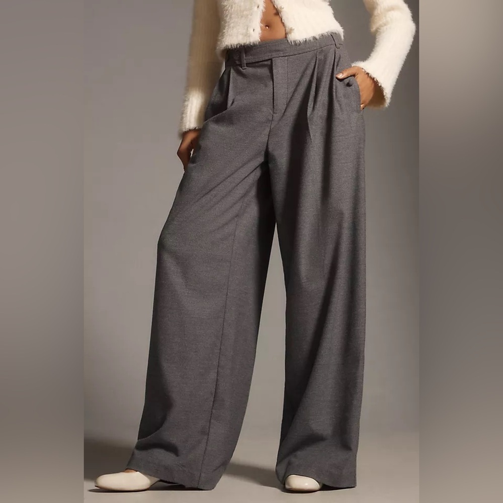 Anthropologie Melange Gray Casual Trousers Sz S Wide Leg
